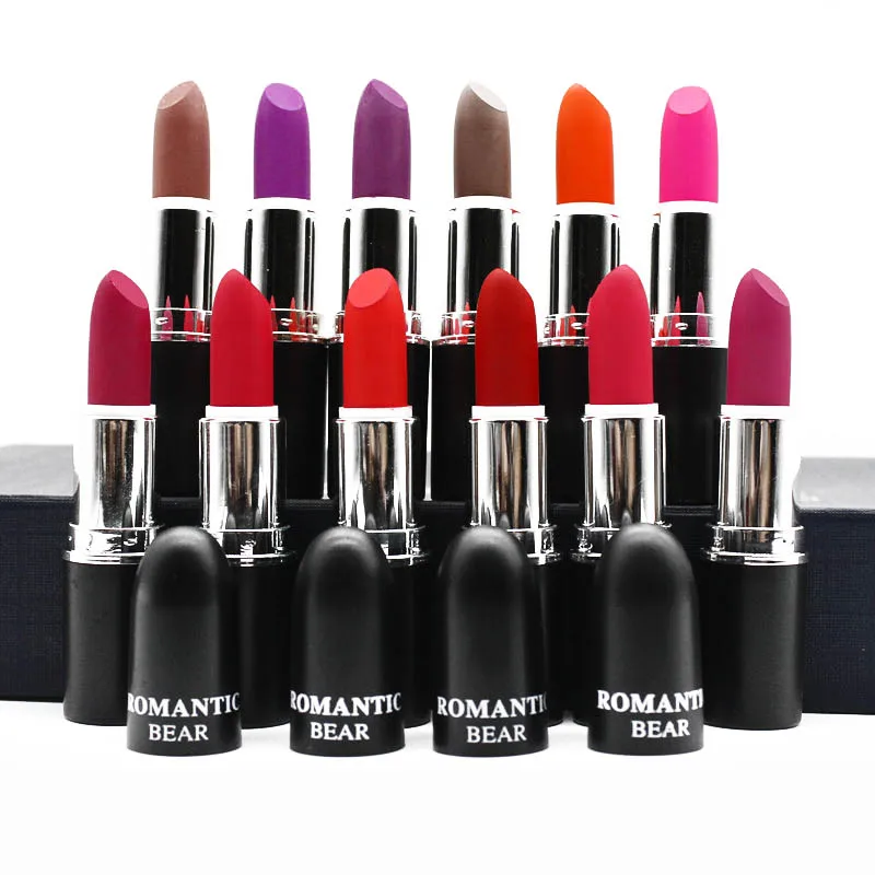 2018 New Sexy Color Beauty Red Lips Baton Matte Velvet Lip Stick Waterproof Makeup Pigment Brown Nude Matte Lipstick Pencils