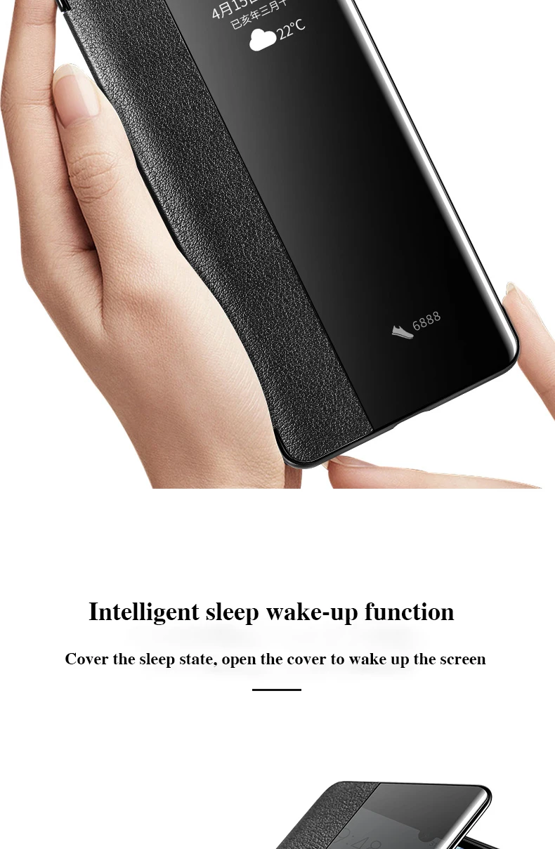 Для huawei P30 Pro Чехол-книжка из натуральной кожи Cenmaso Smart Touch прозрачный защитный чехол для телефона