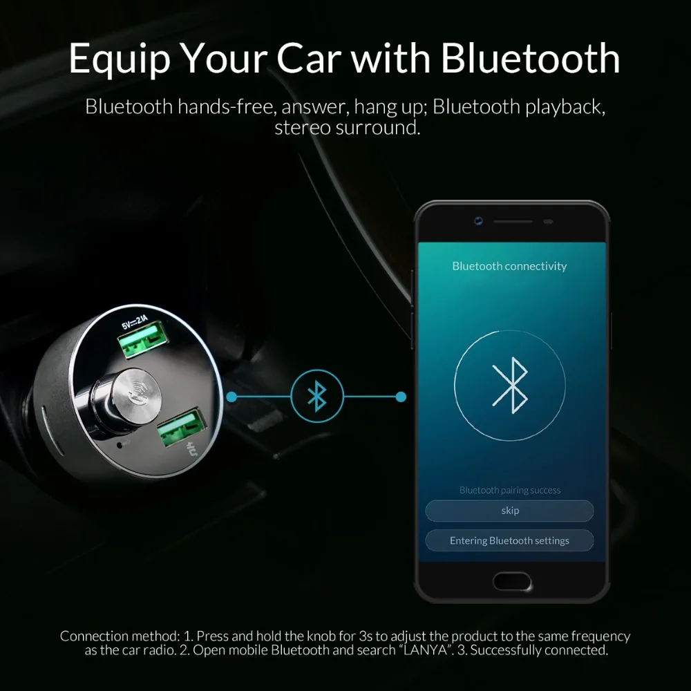 ORICO двойное автомобильное usb-устройство для зарядки телефона Bluetooth автомобильное зарядное устройство с u-диском TF кард-ридером автомобильное зарядное устройство для мобильного телефона планшета gps