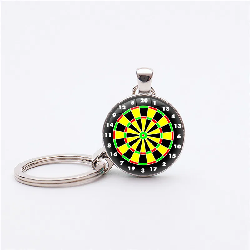 Dart Board Target Pendant keychain men Jewelry Fine Art keychains Photo Glass key holder Gift Silver Plated chains | Украшения и