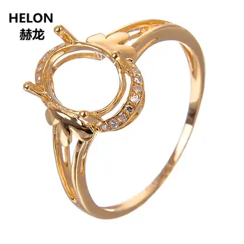 

7x9mm Oval Cut Semi Mount Engagement Weding Ring Solid 10k Yellow Gold Women Natural Diamonds Ring White Rose Gold Optional