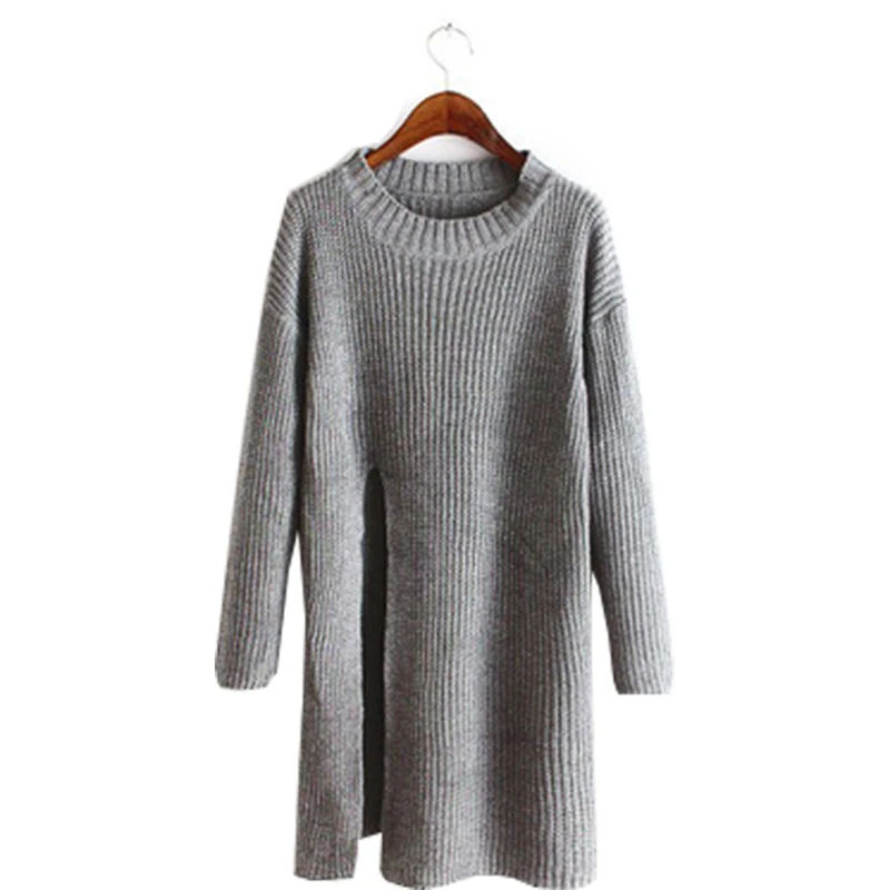 

Europe Americ long Pullover long sweater dress split loose irregular sweater coat quick sell sweater clothing vestidos MMY140