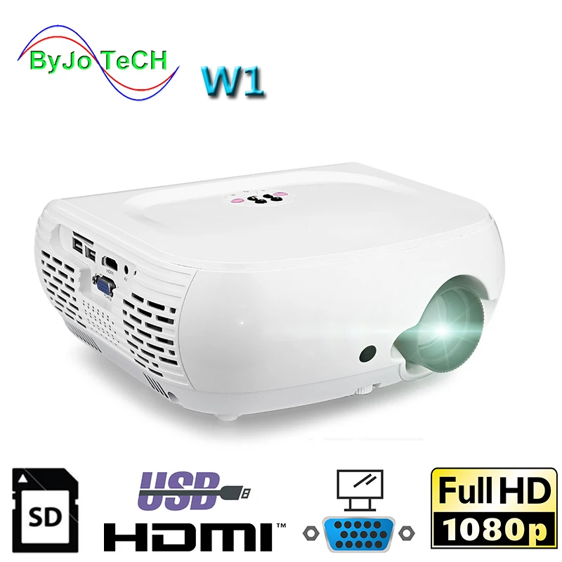 Светодиодный проектор ByJoTeCH W1 Full HD1080P 2500 люмен 3D видео домашний кинотеатр с