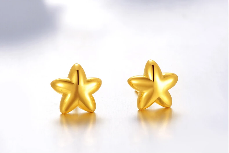 

Authentic Solid 24K Yellow gold Stud Earrings Five Star Earrings 1.67g