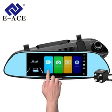 E-ACE 7.0 дюймов Автомобильный видеорегистратор зеркало Сенсорный экран Дисплей супер Ночное видение Авто Видео Регистраторы Full HD 1080 P двойной Камара объектив dashcam