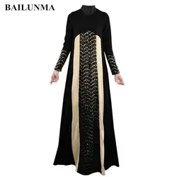 Мода 2019 г. выдалбливают исламский хиджаб черный Абая платье арабских женщин костюмы Малайзии Дубай B8020