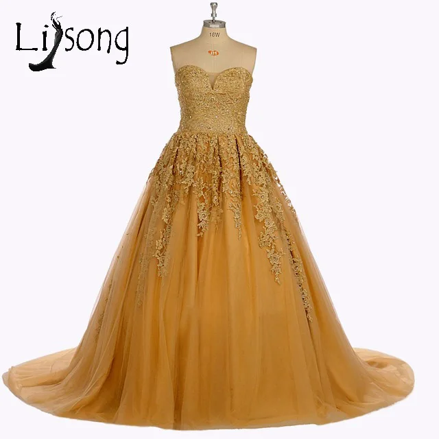 2017 Real Image Vintage Gold Long Prom Gowns Dubai Liques Crystal 2017 Real Image Vintage Gold Long Prom Gowns Dubai Liques Crystal Puffy Dress For Graduation Vestido Formatura A016 In Dresses From Weddings