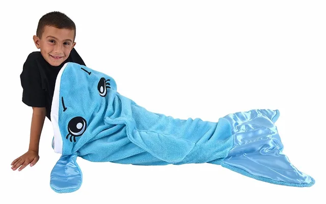 Us 37 67 Soft Fleece Shark Doliphin Mermaid Tail Blanket Kids Sleeping Bag Plaid Sofa Christmas Gift For Kid In