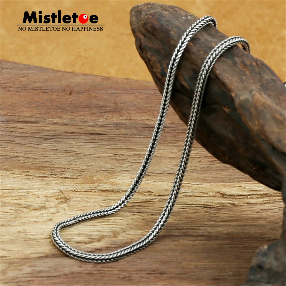 Аутентичные 925 пробы серебряные классические винтажные 2,0 мм лисий хвост ожерелье цепь ювелирные изделия для женщин или мужчин
