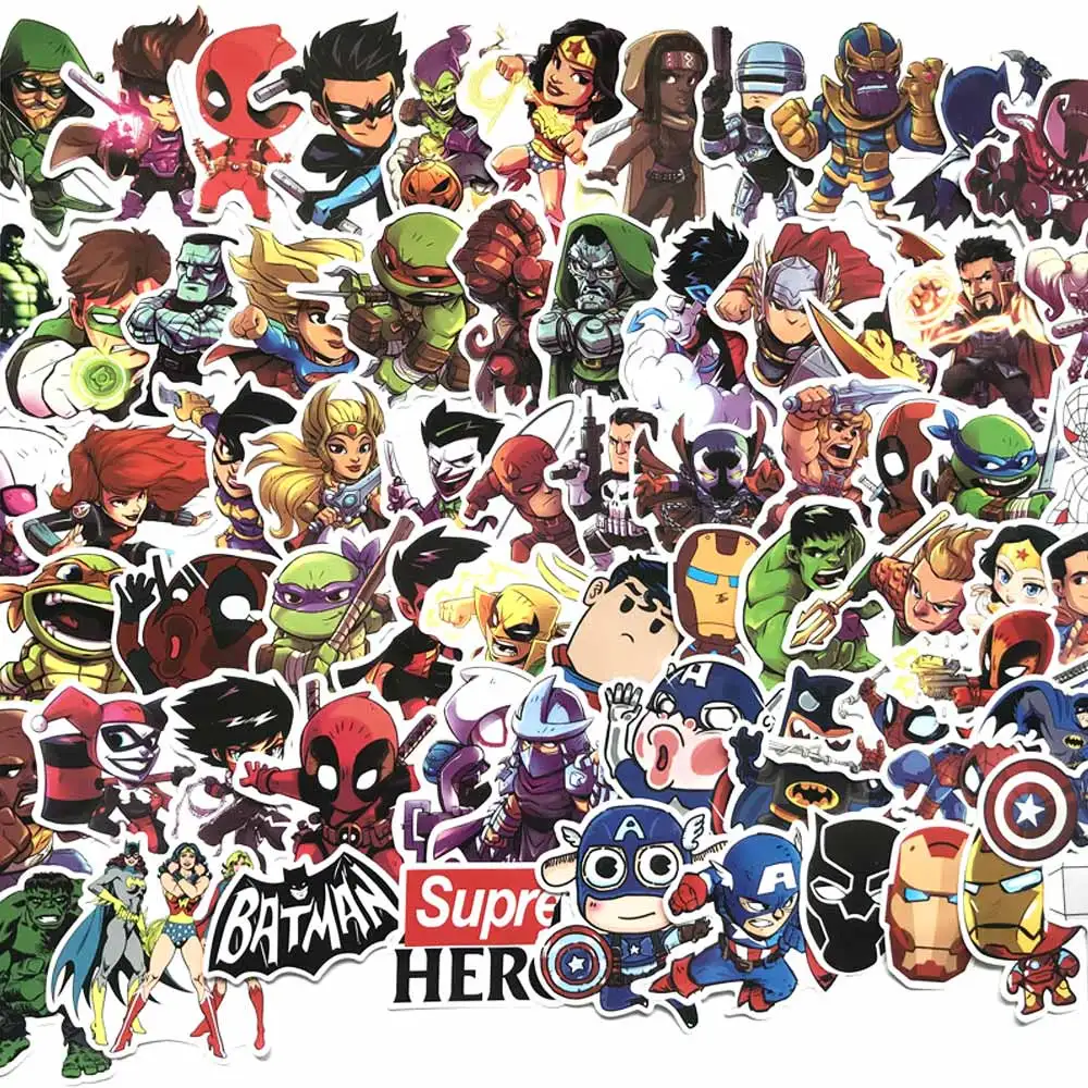

EKIND 100PCS Mixed Super Hero Stickers Funny Toy Sticker for DIY Luggage Laptop Skateboard Motorcycle Phone Waterproof Sticker
