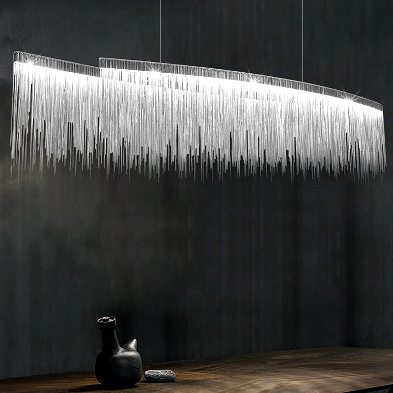 

Modern LED Restaurant Chandelier Villa Clubhouse Lighting Creative Designer Model Room Chain Lights