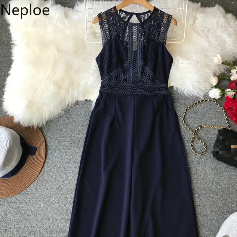 Neploe кружева лоскутное Для женщин Комбинезоны Лето Chic o образным вырезом без