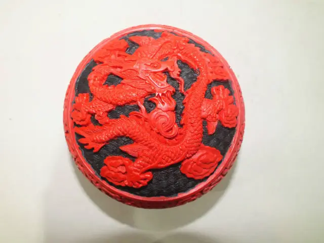 

Exuqisite Chinese Traditional Technology Red Lacquerware Dragon Jewelry Box