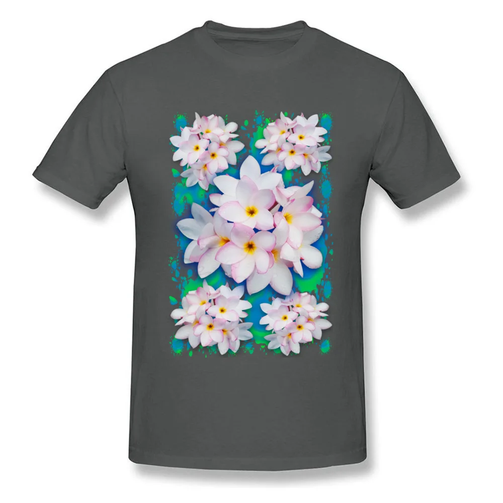 Plumeria Bouquet Exotic Summer Pattern Round Collar T Shirts Summer Casual Tees Coupons Pure Cotton Clothing Shirt Men Plumeria Bouquet Exotic Summer Pattern carbon