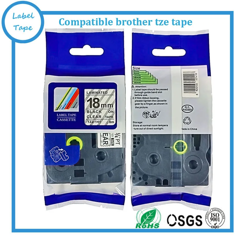 Compatible brother label tape tze tz tape Tze141 tz141 tze 141 18mm*8m