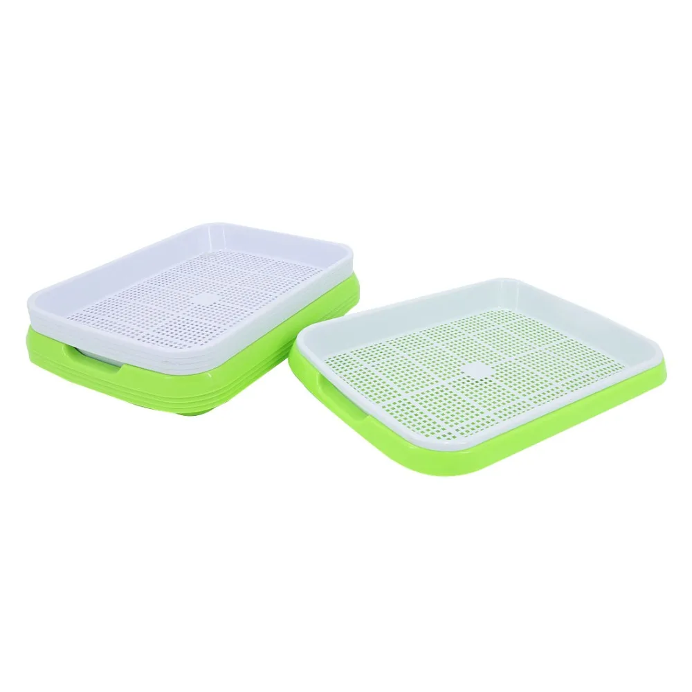 VICTMAX 5sets Double-Layer Seed Sprouter Nursery Tray Hydroponics Basket Flower Plant Germination Tray Box - Green + White Sadoun.com