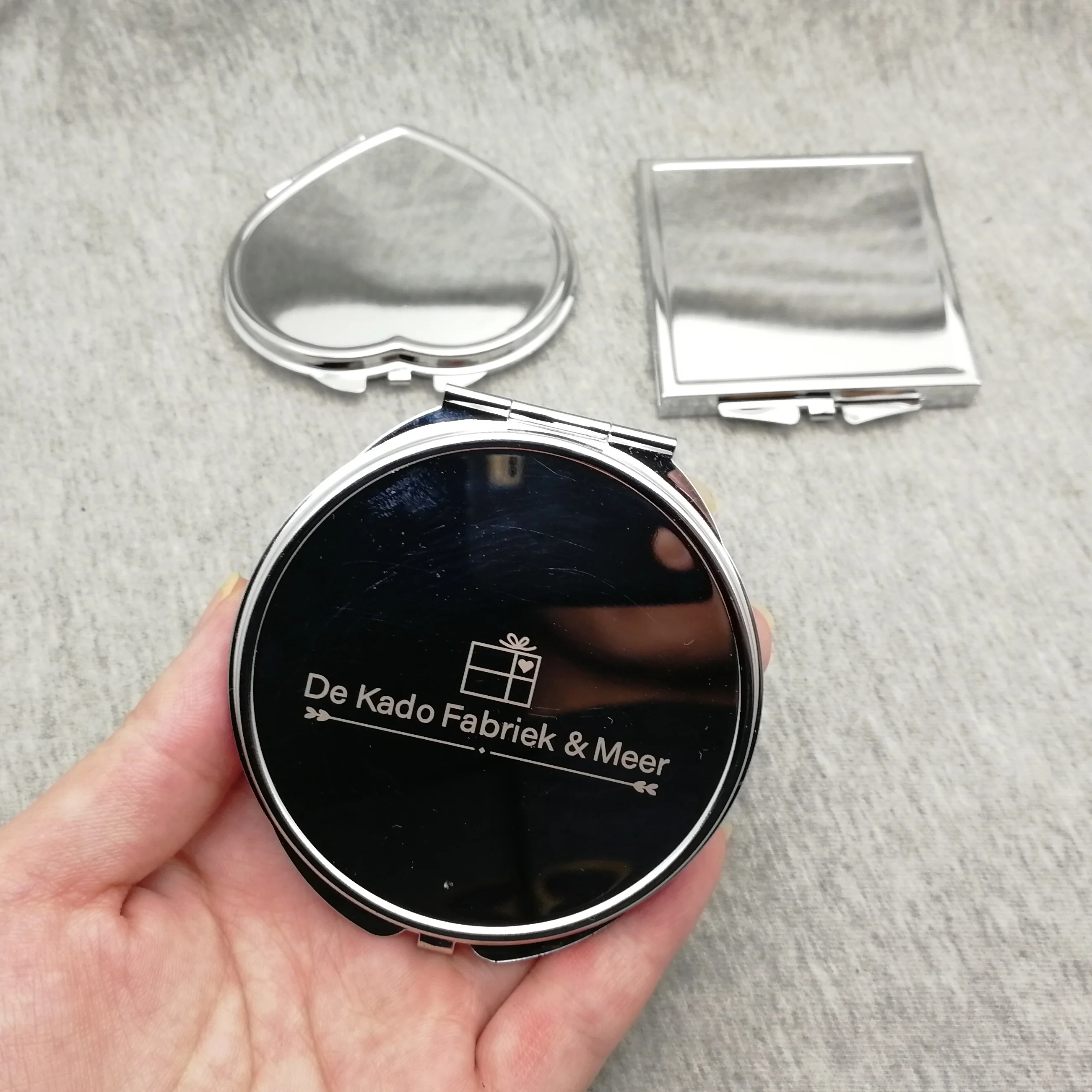 

Personalized Women Makeup Mirror custom free with any text/design on the mirror 1pc with gift box+free logo engraved +free ship