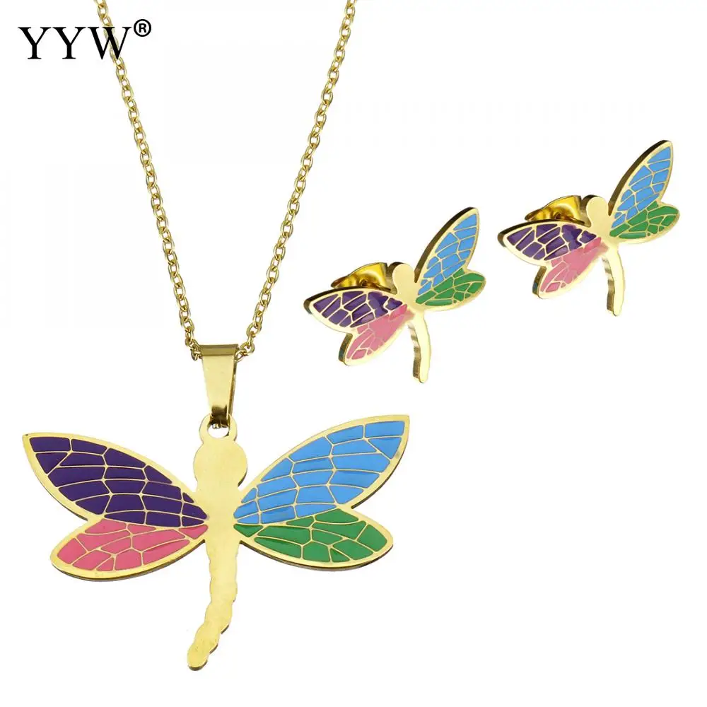 Fashion Stainless Steel Jewelry Sets Men Fashion Gold Color Plated