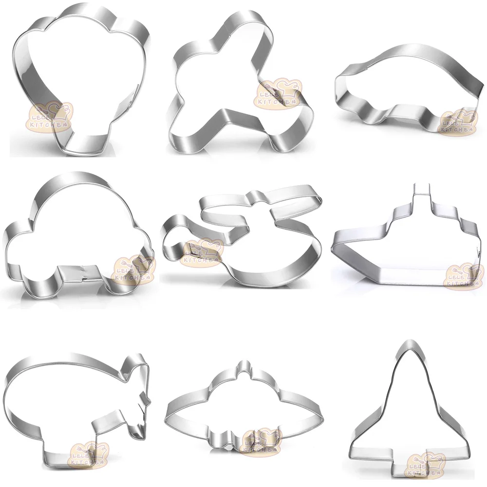 Transportation car plane stainless steel cookie cutter cheap biscuit stamp reposteria fondant cake pastry tool bread mold