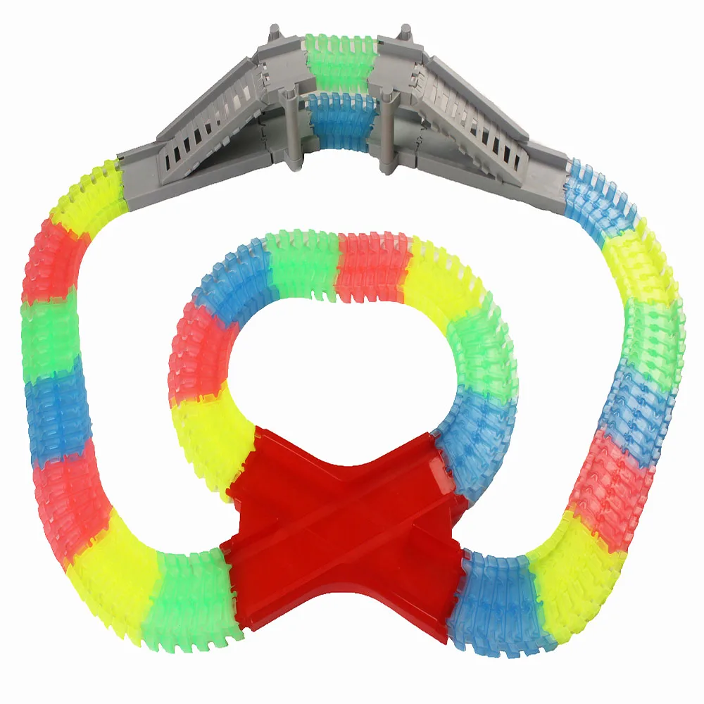 

Magical Track Miraculous Glowing Race Track DIY Universal Accessories Ramp Turn Road Bridge Crossroads Children's Toys For Boys