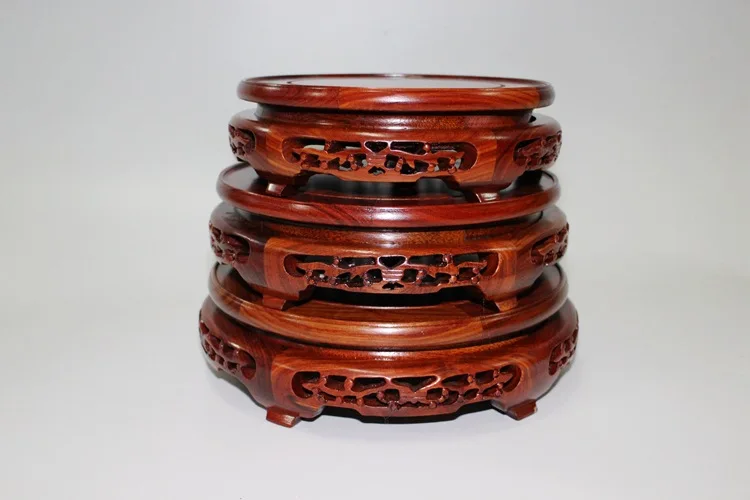 

Redwood crafts porcelain vase of red sandalwood round pedestal factory outlets can be customized