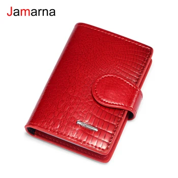 

Jamarna Card Holder Crocodile Pattern Genuine Leather Small Wallet 20 PVC Card Pages Case For Cards Credit Card Wallet Unisex