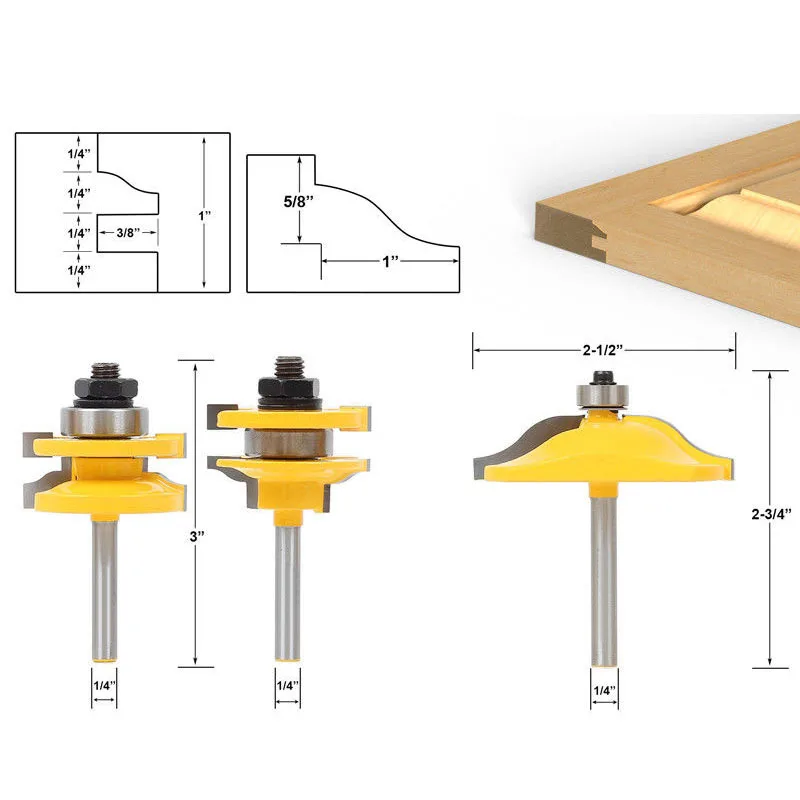 3 шт набор фрез для деревообработки фрезы Фрезы по дереву 1/4 ручка фрезы для деревообработки фрезерные инструменты мельница дерево