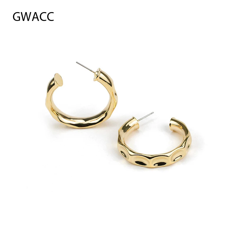 

GWACC Trendy Gold Color Metal Brass Stud Earrings For Women Girls Minority Design INS Surface Bump Round Earrings Vintage boho