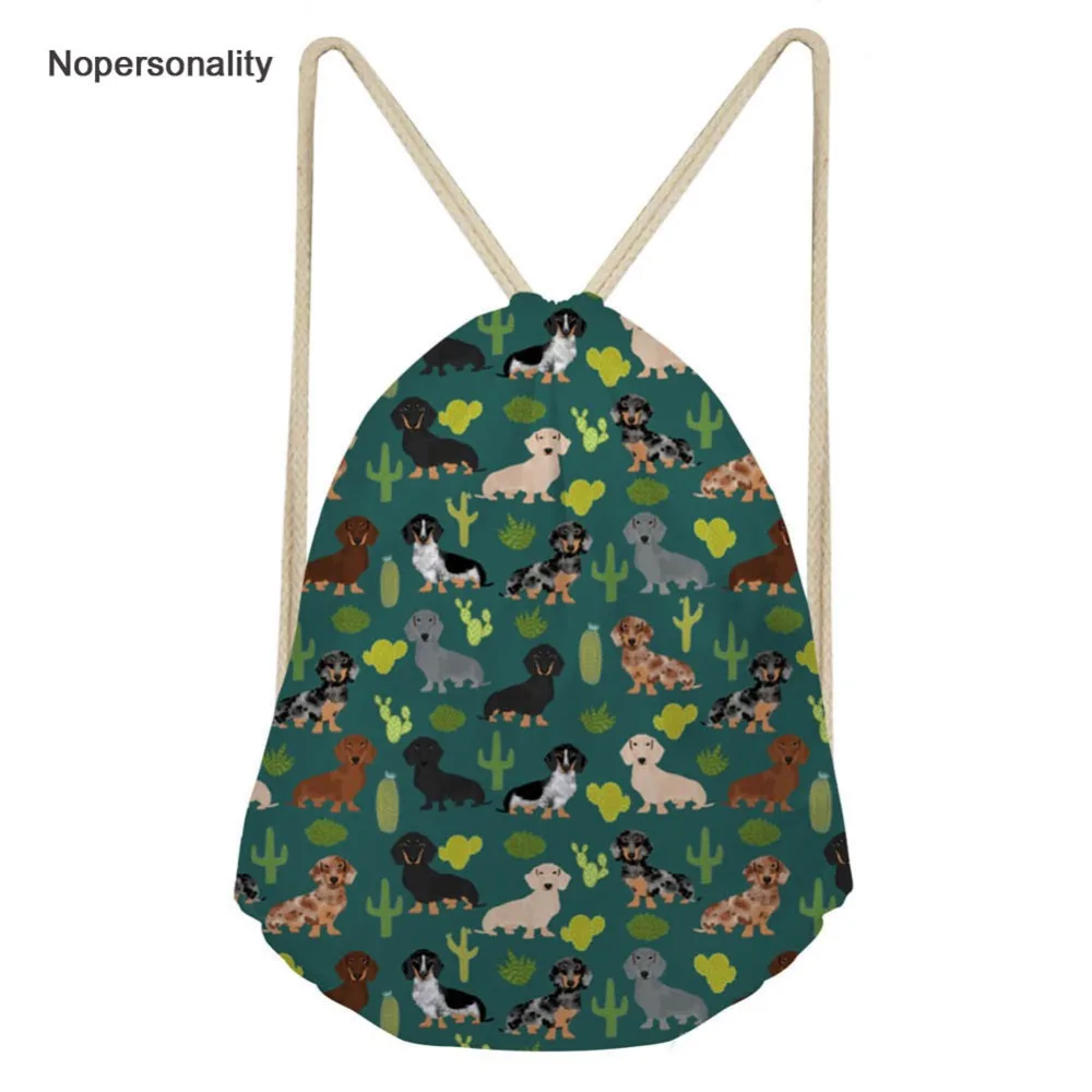 

Nopersonality Cute Floral Dachshund Dog Drawstring Bag Small Women Kids Travel Daypack Portable Women Girls Backpack Rucksacks