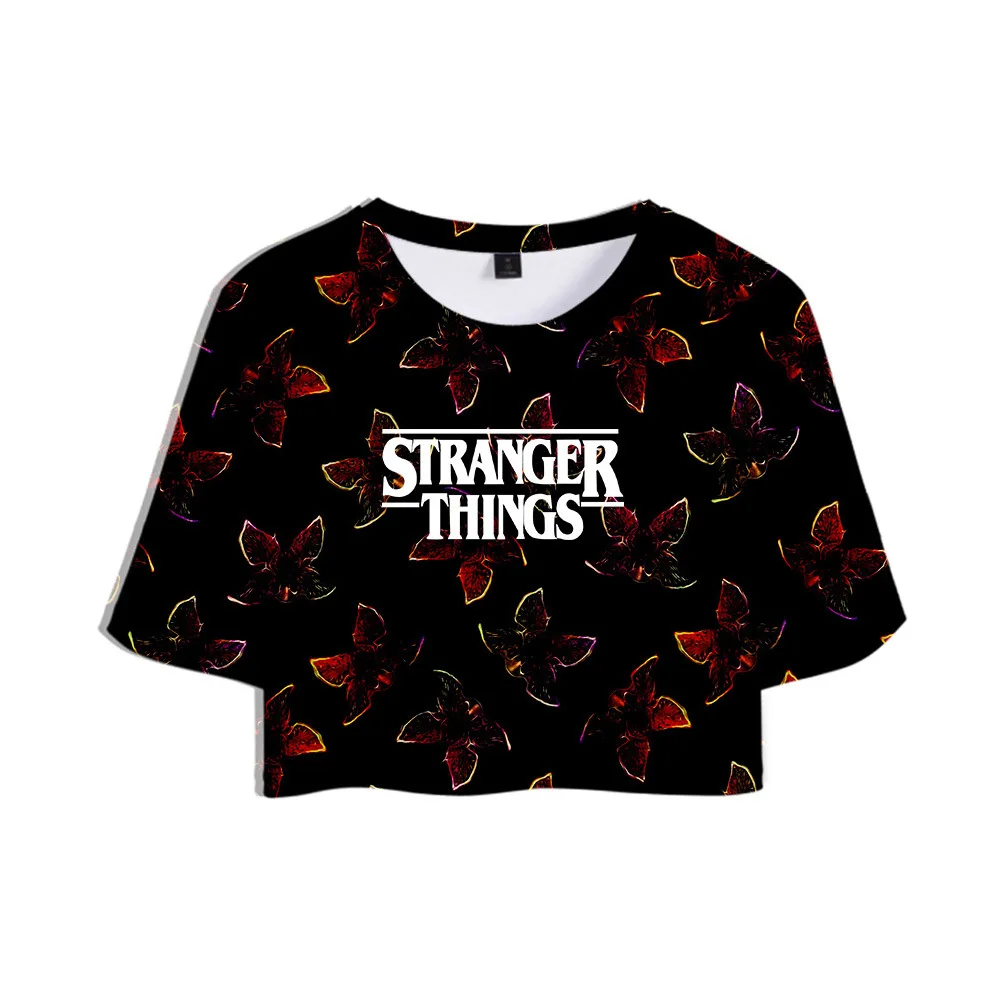 

Stranger Things 3d Print Crop Top Short Sleeve Short T Shirt Women Teenagers T-shirts Summer Tops Harajuku Round Neck Tees Girls