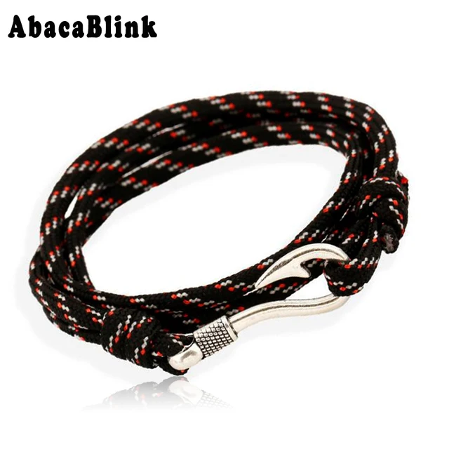 40cm Long Survival Rope Chain Paracord Bracelets For Men Charm Fish 40cm Long Survival Rope Chain Paracord Bracelets For Men Charm Fish Hook Bracelet Wristband Cuff Fashion