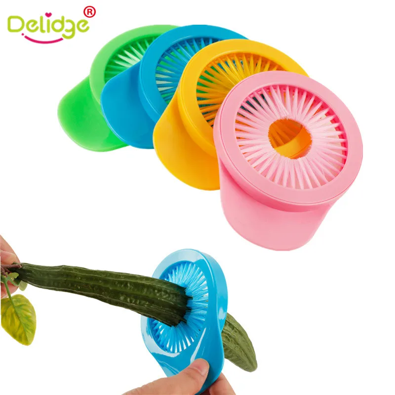 

Delidge 1 pc Vegetable Cleaning Brush Cuisine Vegetable Surface Cleaning Portable Corn Brush Cucumber Round Shape Wash Brush