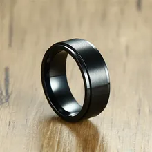 BOAKO 8 мм черное вращающееся кольцо для мужчин обручальное кольцо для помолвки кольца из нержавеющей стали кольцо ювелирные изделия Jewelry mujer Размер 10 11 12 13