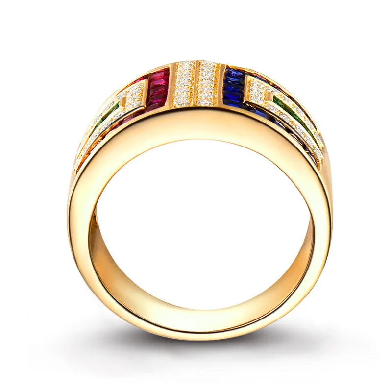 Trendy Luxury Colorful Crystal Rings Shining AAA Cubic Zirconia Ring For Women Man 585 Rose Gold Color bague femme Anel Hot B742 (20)