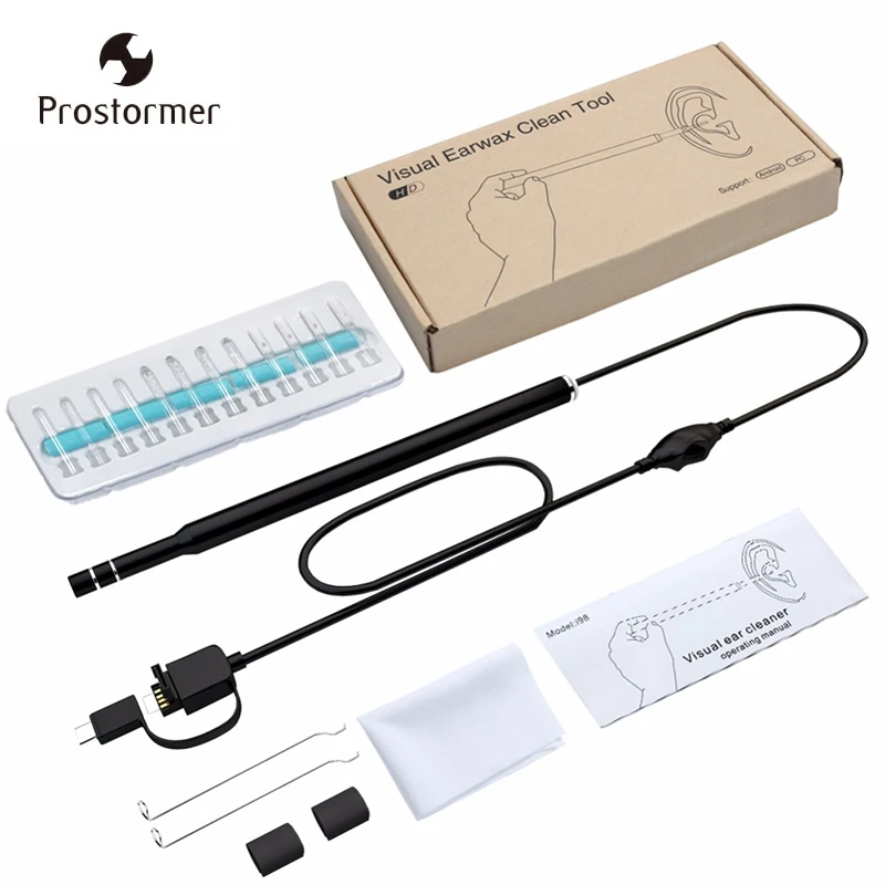 

Prostormer 3 in1 Ear Cleaning Endoscope 5.5mm Mini Camera Android PC Ear pick Otoscope Borescope Tool 720P HD Ear Spoon
