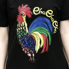 2017 summer women's long embroidery sequins large size rooster loose dress female Retro simple plus size sequins dresses 5xl