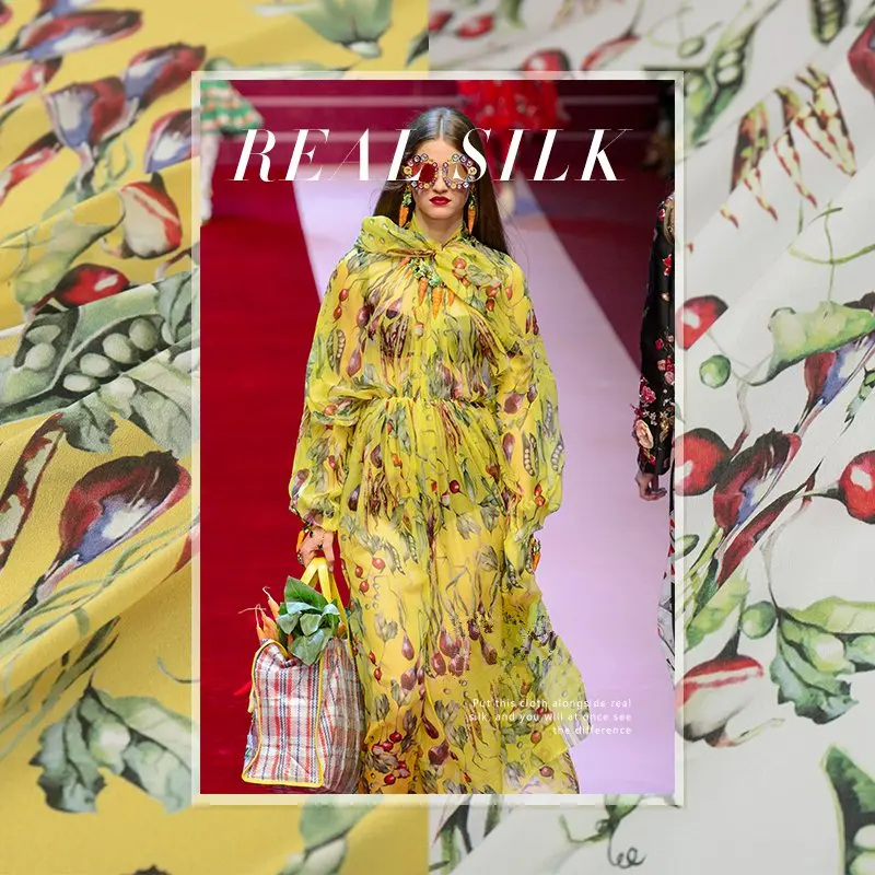 

High-end custom Pod Digital Printed Crepe De Chine For Summer Dress,14Momme 100% Silk Clothing cloth DIY Sewiing HOT SALE NEW