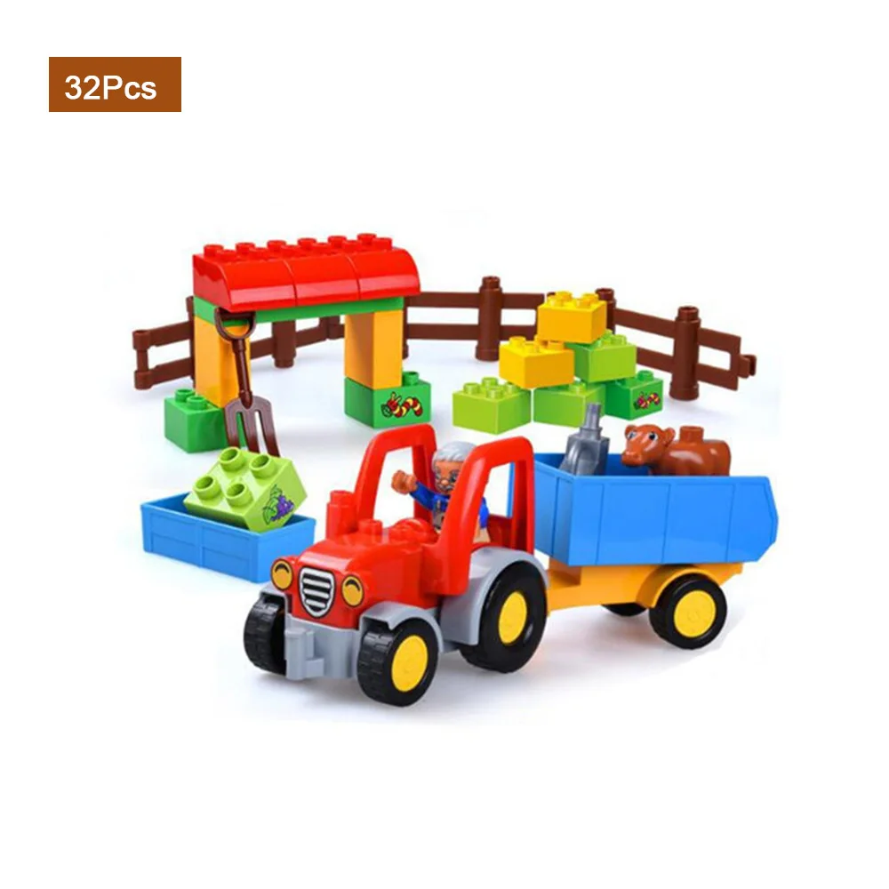

DIY Colorful Happy Farm Animals Big Particle Block Bricks Toys for Boy Gift Children Educational Toy Compatible LegoINGly Duplo