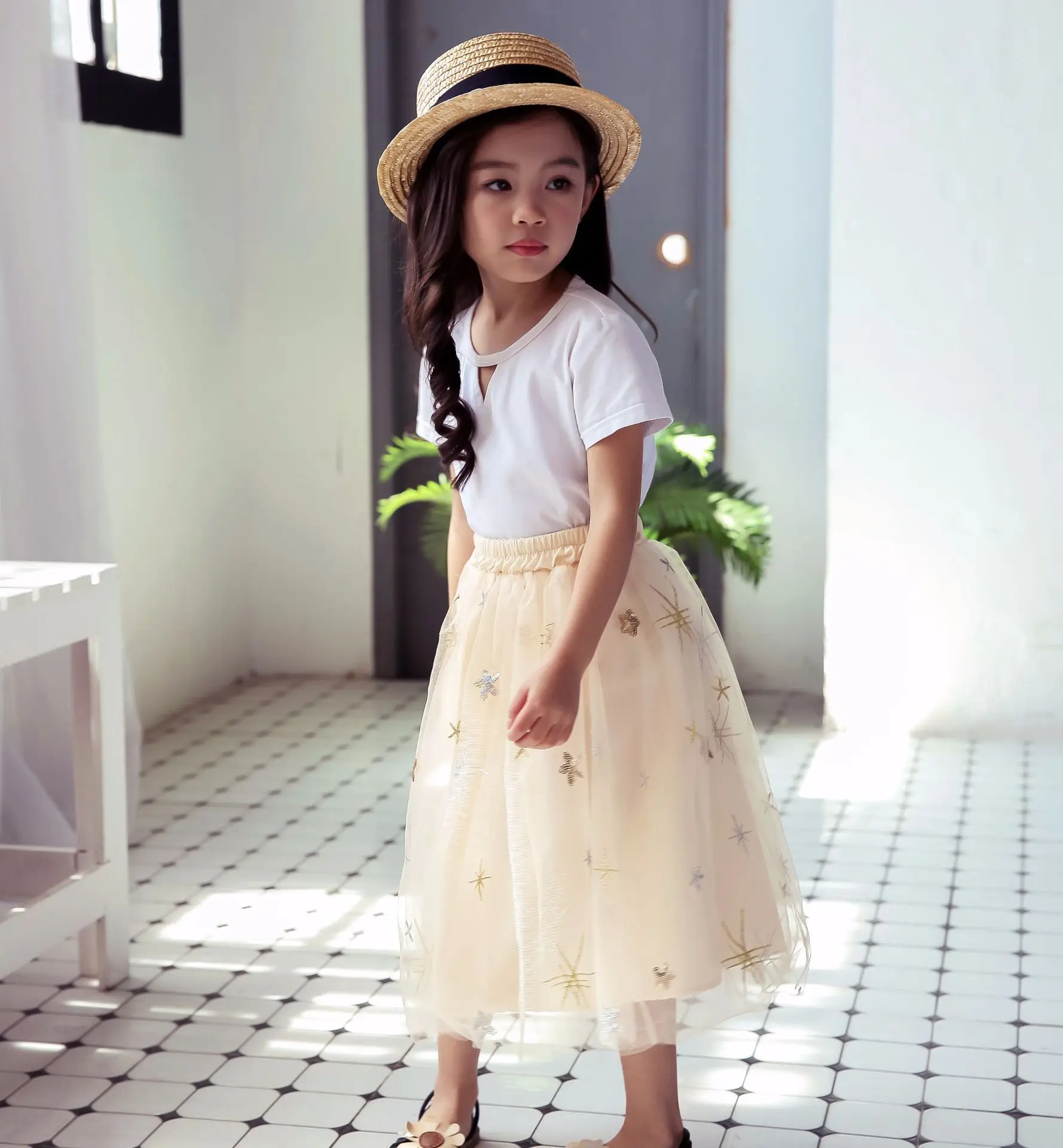 Saia para 6 Meninas Saias Macio Fofo Tule Tutu Saia Pettiskirt Longas Crianças Malha Bola Vestido Estrela Lantejoulas 8 10 13 Ano 27 saia pettiskirt saias longas crianças malha bola