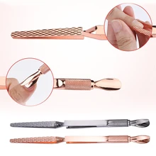 2 варианта цвета розового золота Нержавеющая сталь кутикулы толкатель Гель-лак для ногтей советы скульптуры для формовки щипчики для ногтей искусство клип маникюрные инструменты для ногтей формы