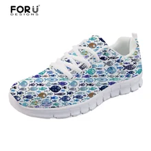 FORUDESIGNS/Модные женские кроссовки синего цвета с рыбками; женская обувь на плоской подошве; сетчатая обувь для отдыха; zapatos mujer; женская обувь