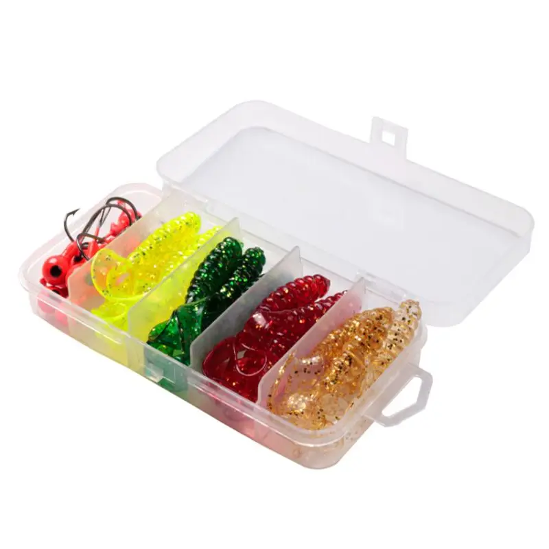 

30 Pcs/set Fishing Soft Bait Lead Hook Group Set Baits Trailer Softworms