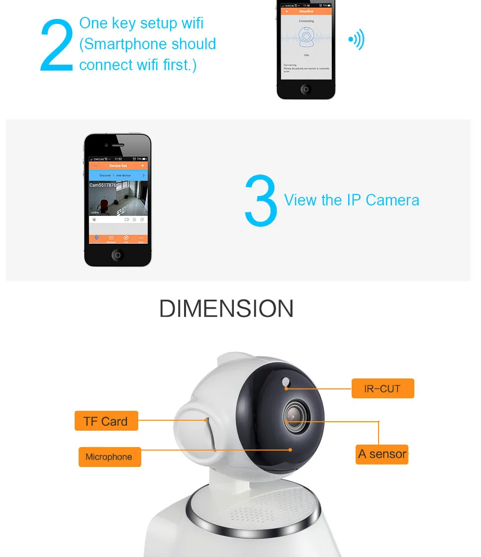 720P HD 1MP Camera ip IR Cut IP Camera PanTilt Wireless Surveillance CCTV Camera CMOS Home Security Babby Monitor (13)