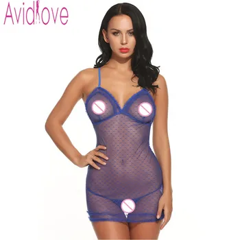 

Avidlove Brand Pajama Core Sleepwear Female Transparent Mesh Fabric Sexy Lingerie Women's Erotic Nightgown Underwear