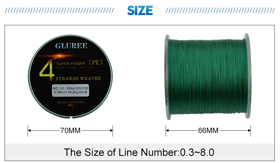 GLUREE PE 300 M/328 ярдов 4 подставки PE Line плетеная леска плетеная рыболовная Леска рыболовная леска супер сильная высокое качество 8LB-150LB