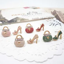 Высота: HYDE Новая мода Милая сумка каблуки обуви асимметричные серьги для Для женщин золото оптом высокое качество букле