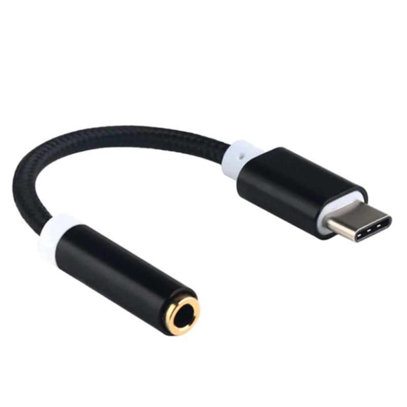 Тип C USB 3,1 до 3,5 Наушники Кабель-адаптер usb 3,1 Тип-C male 3,5 мм AUX аудио Женский Джек для Letv 2 2pro max2 letv2 - Цвет: black