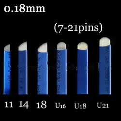0,18 мм 7 9 12 14 17 21 контакты Flex пластин Tebori иглы для микроблендинга Перманентный макияж бровей Иглы для татуажа для ручной тату ручки