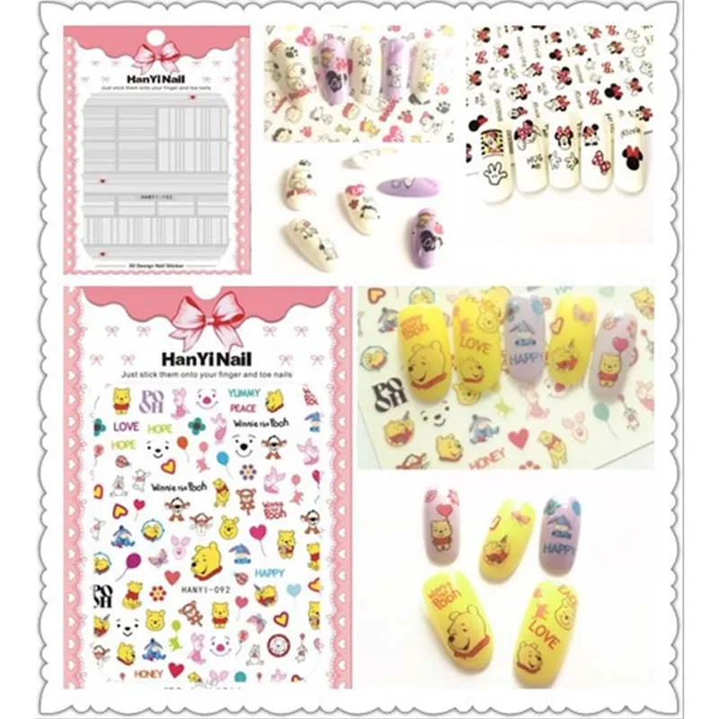 

5 Sheet Cat Human Bear Pattern 3d Nail Art Sticker Cute Cartoon Animals Nail Decals Nail Sticker Wrap Decal Tool Manicure Foil