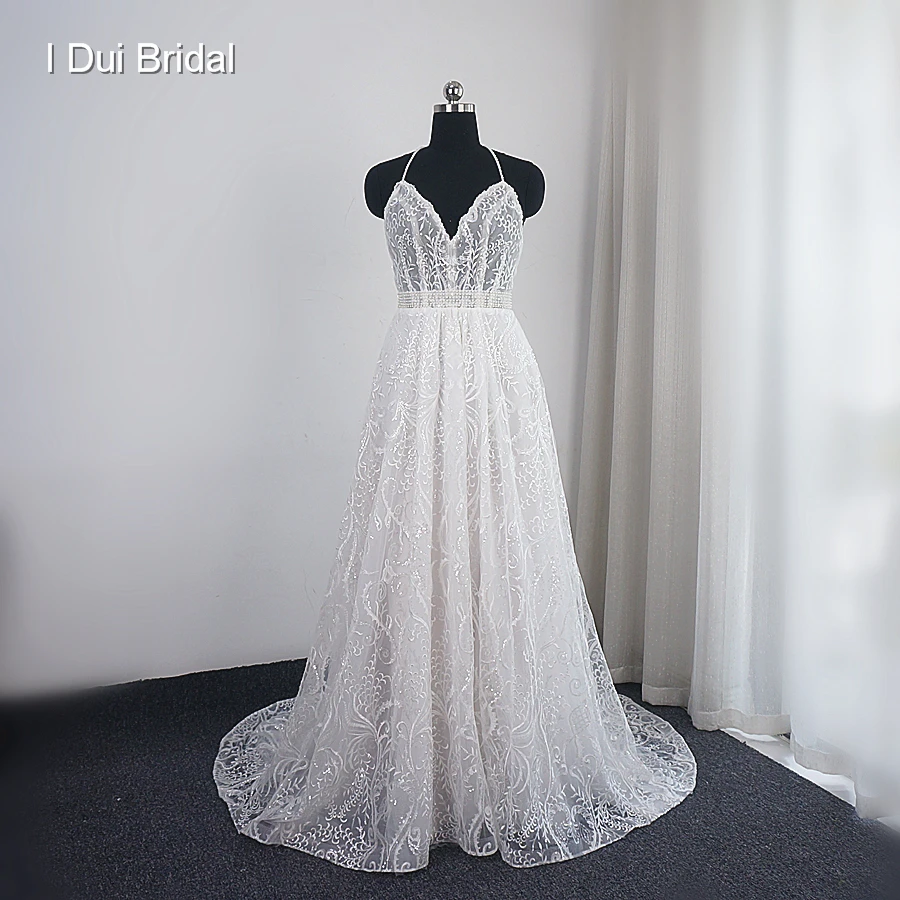 

Sequin Lace A line Wedding Dress Real Photo Factory Wholesale Good Partner